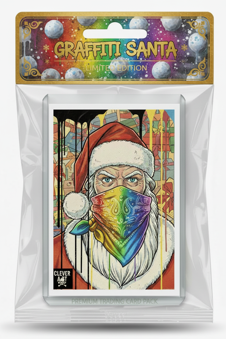 Graffiti Santa 1/1 Bootleg Sealed Trading Card - Limited Edition by Mr. Clever Art