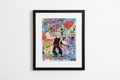 Popeye street art holographic print in contemporary black frame