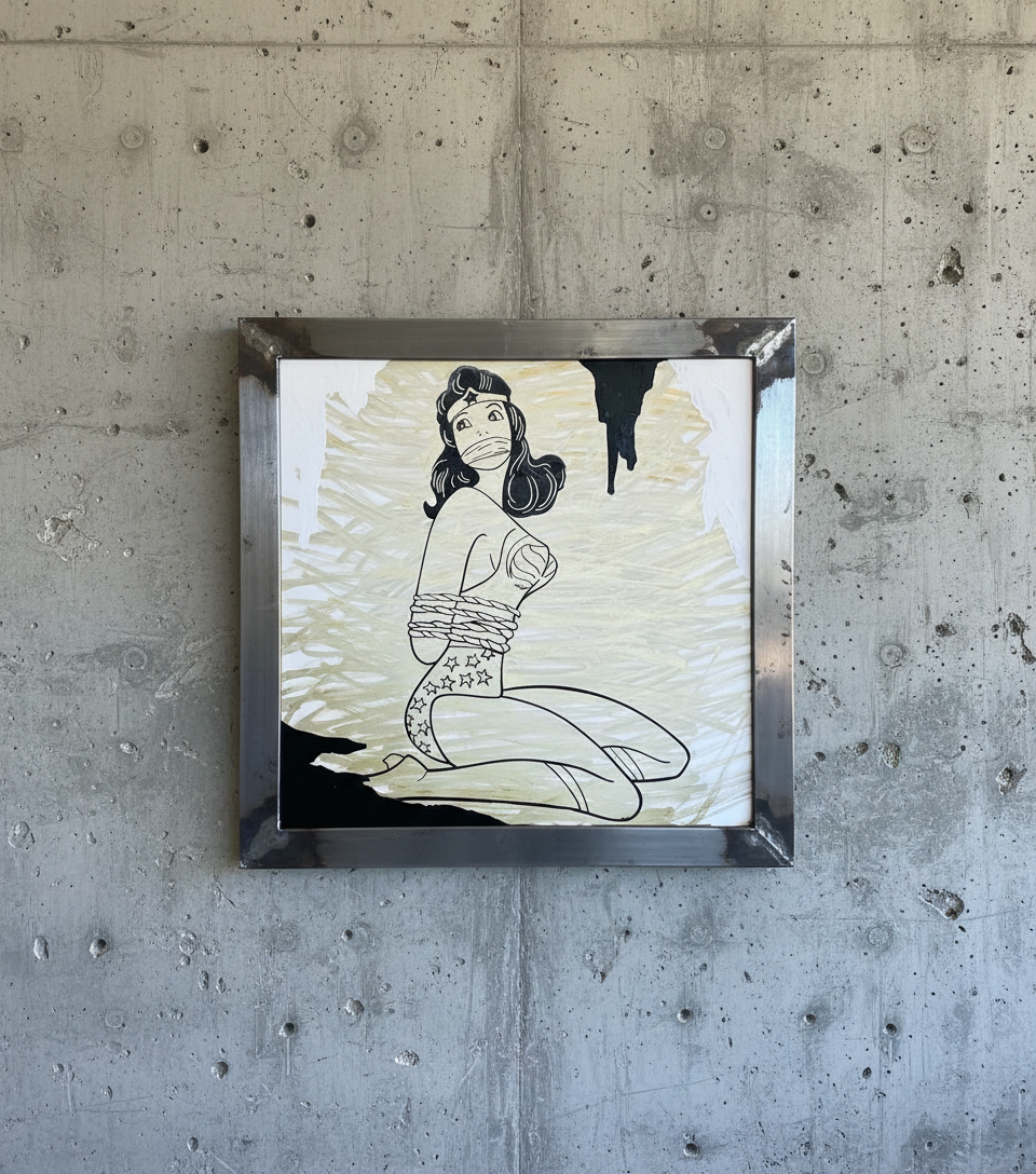 Super Woman Bondage Painting Original Hand-Painted Canvas