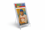 Boston Baseball Player acrylic card slab displayed on clear stand
