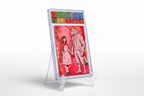 Little Red Riding Hood & Wolf acrylic card slab displayed on clear stand