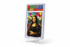 Street Art Mona Lisa acrylic card slab displayed on clear stand