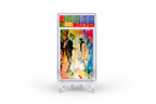 Abstract watercolor couple acrylic card slab displayed on clear stand