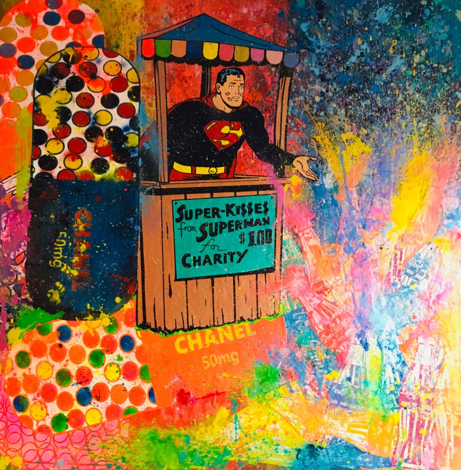 Kissing Booth Original Contemporary Art Painting by Mr. Clever Art