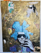 Gold Terminator - Original Mixed Media Pop Art Painting by Mr. Clever Art