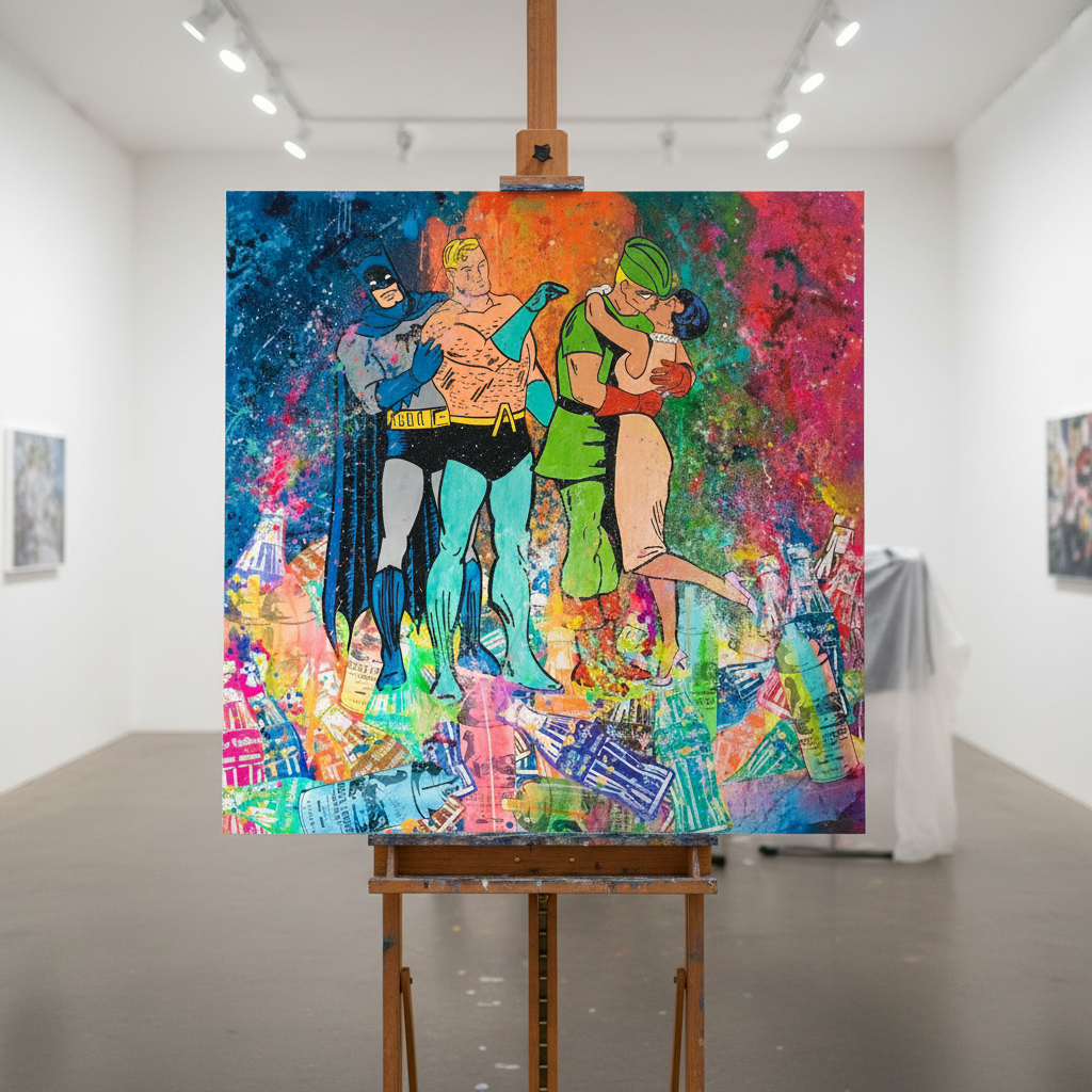 Cheaters Triangle – Original Pop Art Painting from JUXTAPop: A Love Story Exhibition