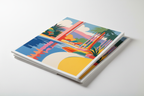 Stack of mid-century modern poolside art prints
