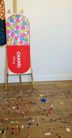 Luxury Addiction Pill Red Original Pop Art Painting 12x36 JUXTAPop Exhibition