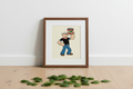 Spinach Can Man Art Print on 70 Year Old French Paper