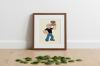 Spinach Can Man Art Print on 70 Year Old French Paper