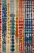 Abstract Vertical Stripe Dots Gouache Painting on 70 Year Old French Paper