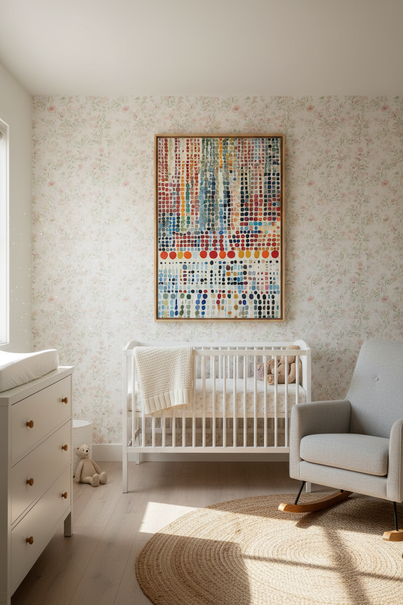 Multicolored dot pattern on a textured surface