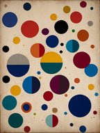 Abstract Circles Composition Gouache Painting on 70 Year Old French Paper