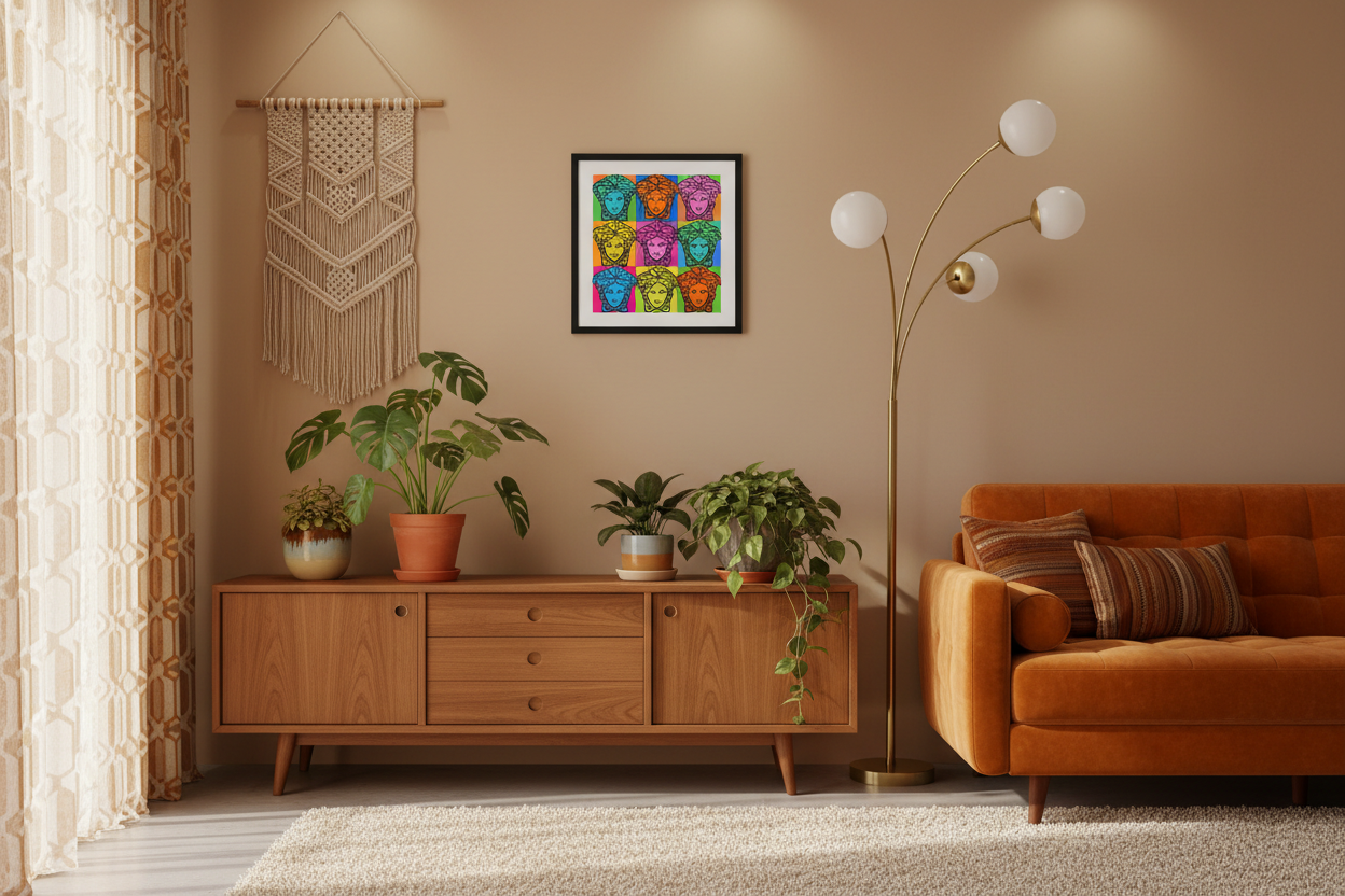 Medusa art in 1970s interior