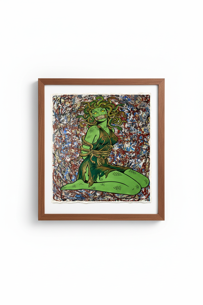 Medusa Mermaid in Mid-Century Frame