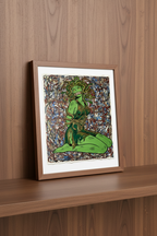 Medusa Goddess Abstract Art Print on 1970s Vintage French Paper