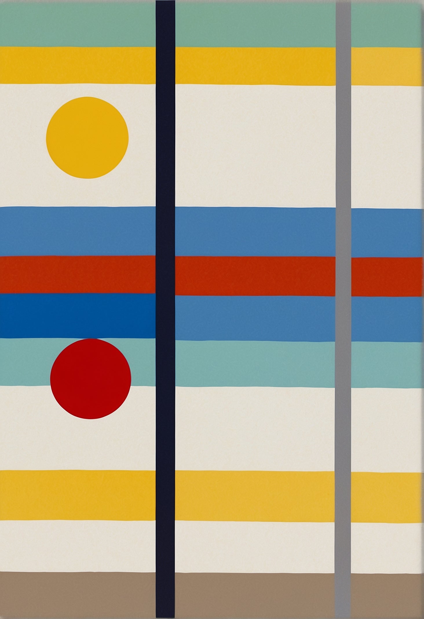 Modern Geometric Abstract Art Print Horizontal Stripes Circles