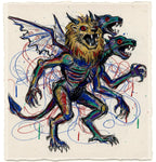 The Lion Chimera — 1/1 Original Art Print on 1960s Vintage French Paper