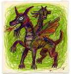 The Twin Beast Art Print on Authentic 1960s Vintage French Paper
