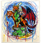 The Three-Headed Chimera Art Print on 1960s Vintage French Paper