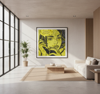 Halftone pattern of a person with a yellow background