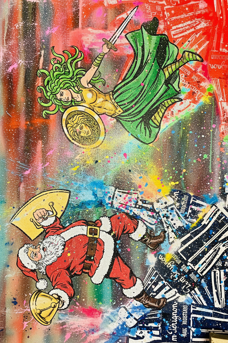 Battle of the Aged Original Pop Art Painting by Mr. Clever Art