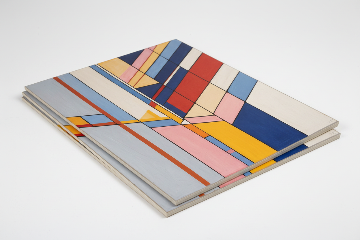 Stack of geometric prints