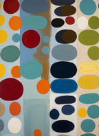 Abstract Oval Shapes Columns Gouache Painting on 70 Year Old French Paper