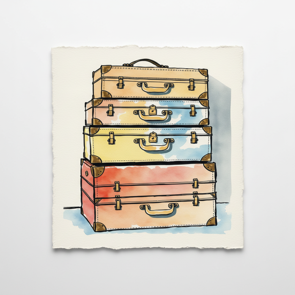 Vintage Suitcase Stack Print