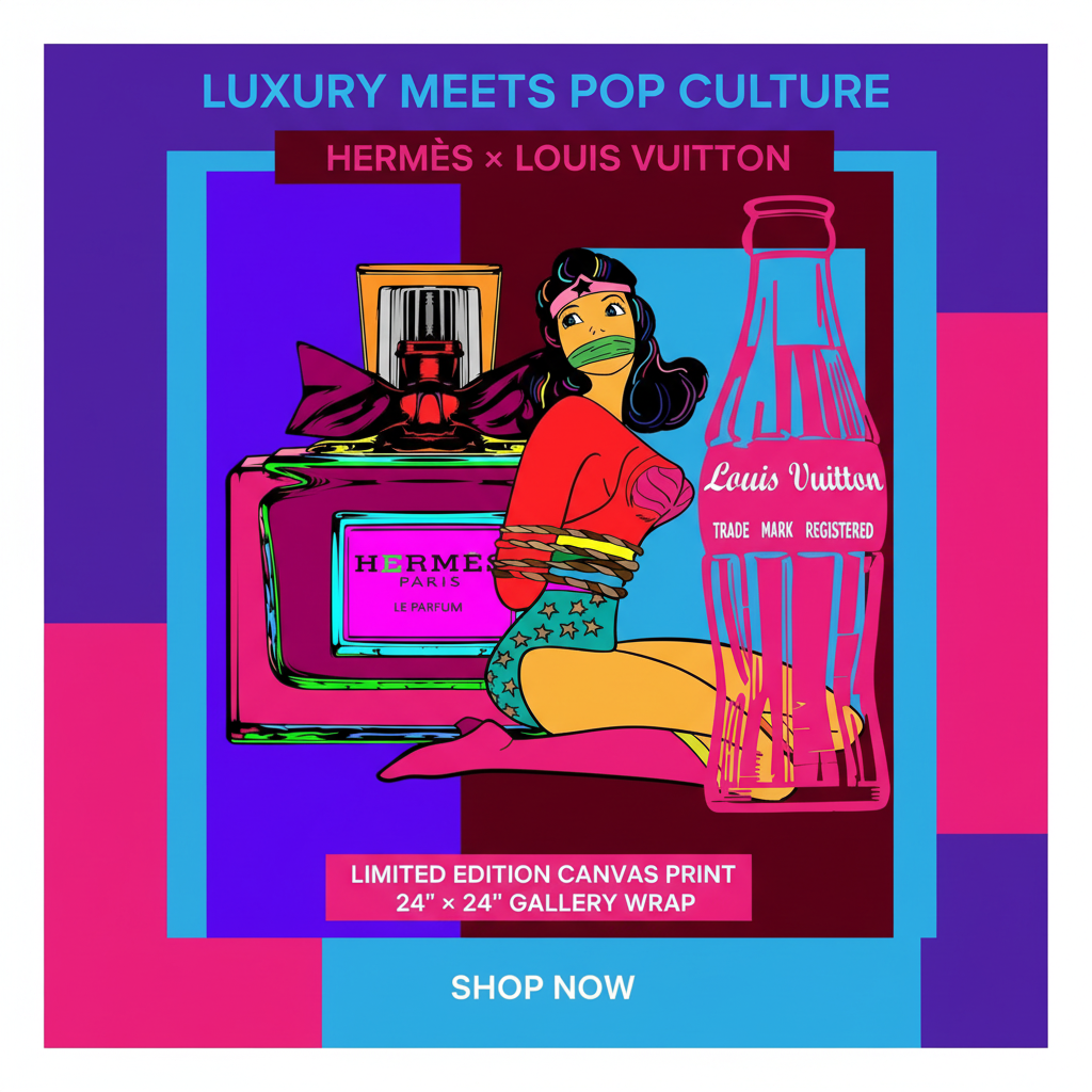 Wonder Woman Luxury Pop Art Print - Hermès & Louis Vuitton - 24"x24" Canvas